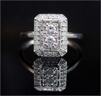 Art Deco style diamond set 18ct white gold ring