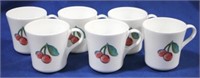 6 Corning mugs w/ cherries, 3.5"