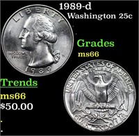 1989-d Washington Quarter 25c Grades GEM+ Unc