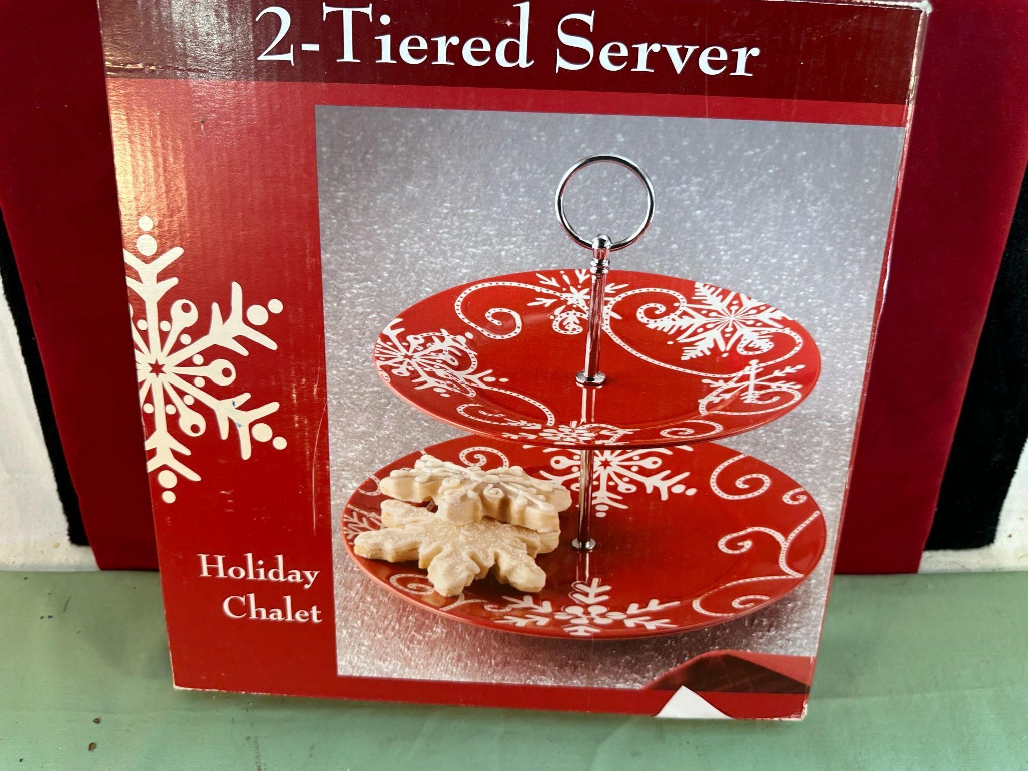 2 TIERED CHRSTMAS SERVER NIB