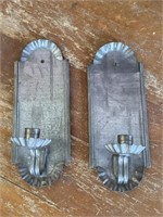 Pair 1960's Tin Wall Sconces Reproductions 7"