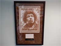 JIMI HENDRIX SIGNED AUTO FRAMED INDEX CARD. 23X16