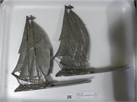 PAIR SEAGULL PEWTER 6" TALL SHIP BOOKENDS