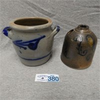 (2) Decorated Stoneware Pieces