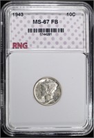 1943 MERCURY DIME RNG SUPERB GEM BU FB