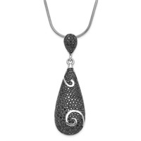 Sterling Silver Black Austrian Crystal Necklace