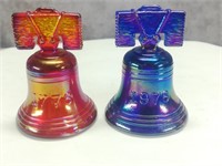 (2) Joe St. Clair Art Glass Bells