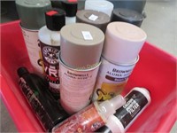 Paints & Cleaners in Red Tub