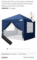 NEW 10'x10' Pop up Canopy Tent w/ Sidewalls, Navy
