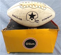 VINTAGE DALLAS COWBOYS TEAM SIGNED FOOTBALL W/BOX