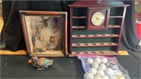 Duck shadow box & duck, golf decor & balls