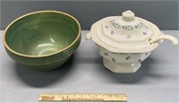 Iroquois Pottery Tureen & Pottery Mixing Bowl