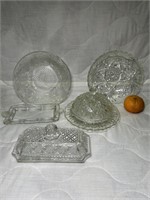 5 Glass Serving Dishes Butter Dish Plate Bowl