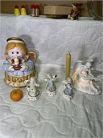 Angel Cookie Jar Anges Candle Holder Lighted Angel