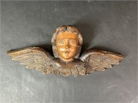 Wooden Cherub, Winged Angel Head, Wall Hanging