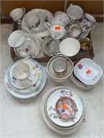 Assorted Dishware Painted Tea Cups and Saucers