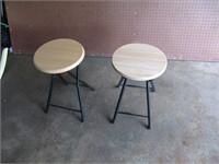 2 Stools with Metal/Wood Seats