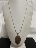 Sterling Large etched locket and 26 inch 925 Chain