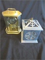A Carriage Clock and Metal Lantern