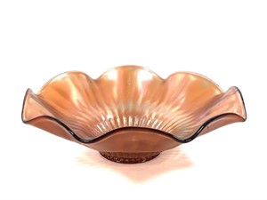 Northwood Orange Carnival Glass Bowl