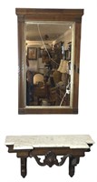 19thC Antique Victorian Pier Mirror Marble Console