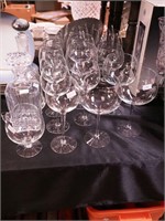 21 crystal items including two decanters, one