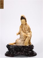Chinese Soapstone Carved Guanyin Statue