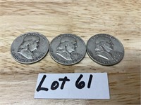 1950, 1952, & 1954 Franklin Half Dollars
