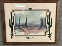 Southwest Desert Scene Watercolor, 36 X 44in