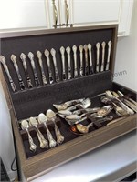 Community silver plated flatware set with storage