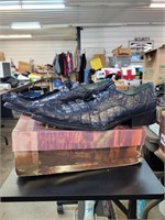 Belvedere alligator gray dress shoes Caiman size
