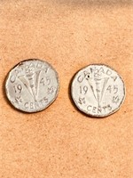 (2) 1945 Canada Nickels