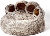 Jiupety Pet Round Bed of Paw Shape  Calming Donut
