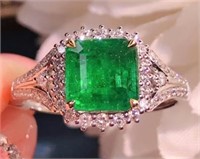 3ct Natural Emerald 18Kt Gold Ring