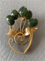 Vintage 1960’s Jadeite and Gold Tone Filigree