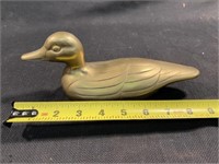Large Vintage Brass Duck 9" L 3.25" H