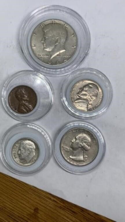 1964 P/D SILVER half, quarter, dime, nickel, penny