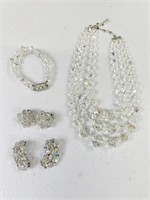 3 Strand Necklace, Bracelet, & Two Earring Sets