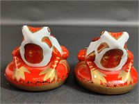 Two Elizabeth Arden Red & Gold Frog Pomander