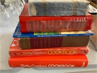 lot of books, cookbooks and some vintage