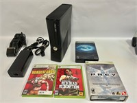 XBOX 360 Console with game sets and games / cords.