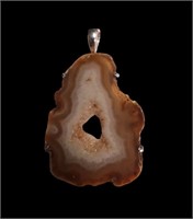 Sterling Cased Large Geode Pendant (Gorgeous) 28 G