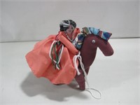 Cloth Doll W/Baby On Cloth Horse See Info