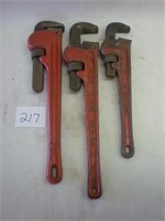 3 Pipe Wrenches (1 marked Errie Too Works)