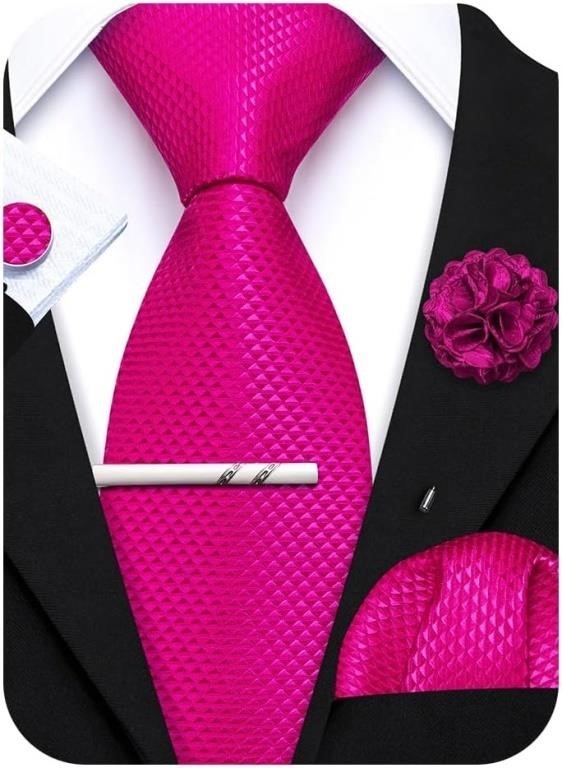 Barry.Wang Men Tie Set and Lapel Pin Striped