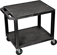 LUXOR WT26 26"H AV Cart - Two Shelves - Black Legs
