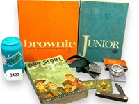 Vintage Boy Girl Scout Brownie Lot Compass Knife+