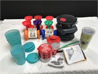 Collection of Plastic Kitchen Storage-Cups & Lids