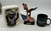 Harley Davidson Beer Stein, Eagle w/American Flag
