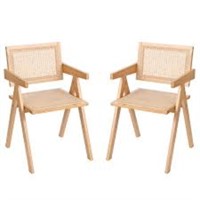 Furlide Rattan Dining Chairs Set Of 2, Modern Mid